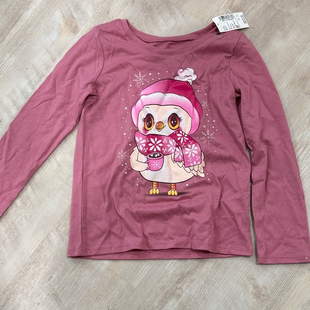The Children's Place Pink Owl Long Sleeve Tee
